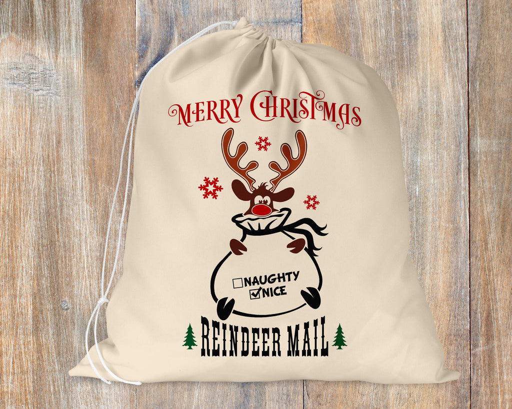 Santa Sack - Reindeer Mail Naughty nice