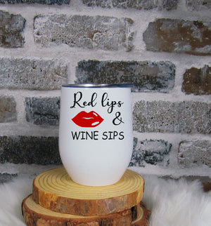 Red lips and wine sips